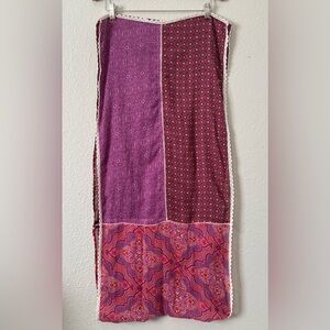 PrAna Womens Cotton Boho Floral  Crochet Trim  Rectangle Festival Hippie Scarf